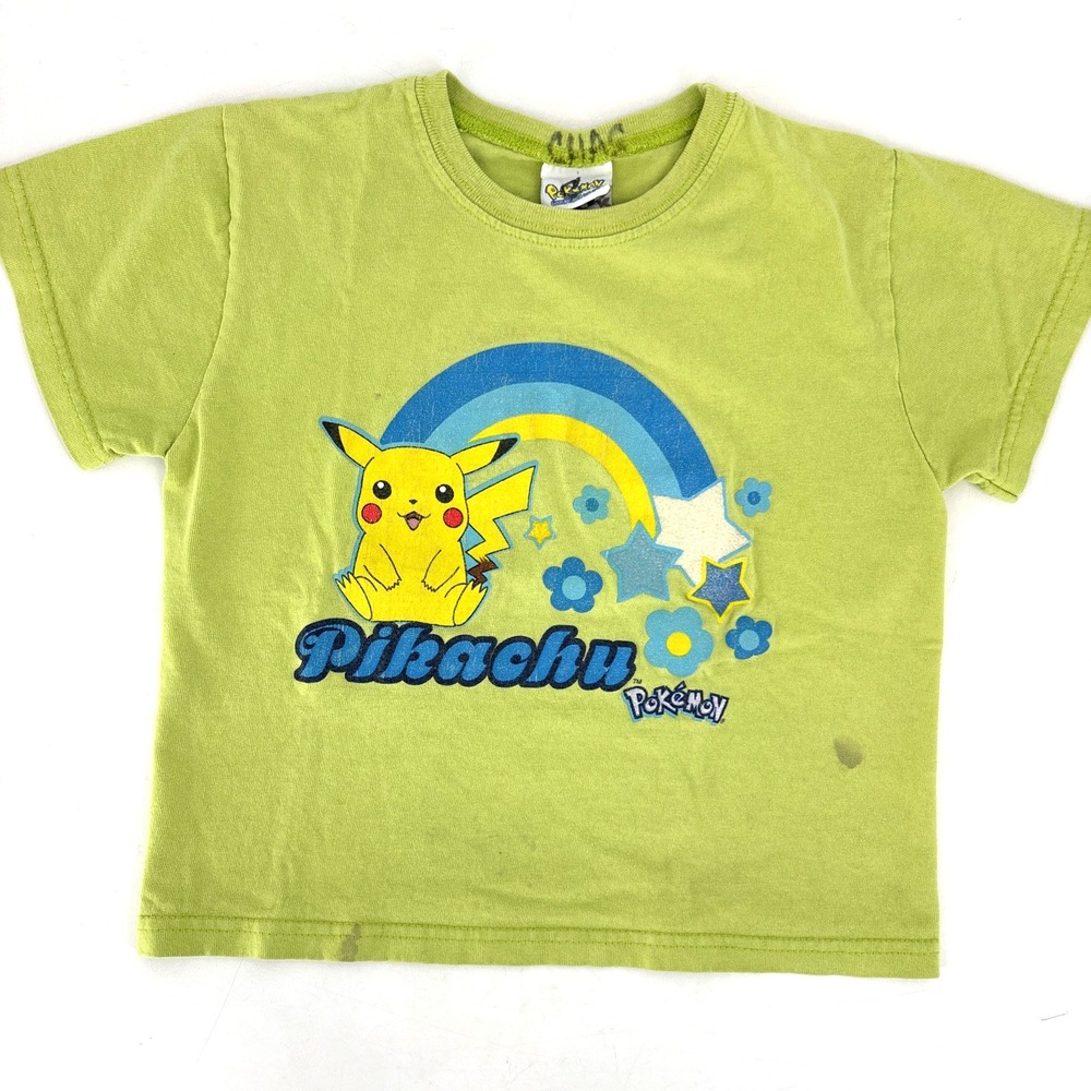 Vintage Y2K Pokemon T-Shirt Youth M Gotta Catch Em All Nintendo Pikachu Green 90